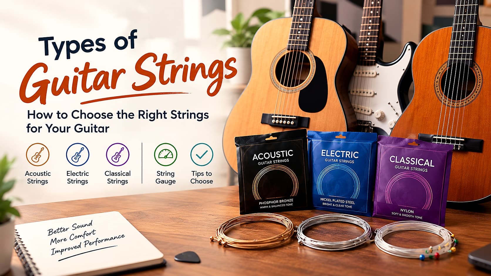 Types of guitar strings for acoustic, electric and classical guitars