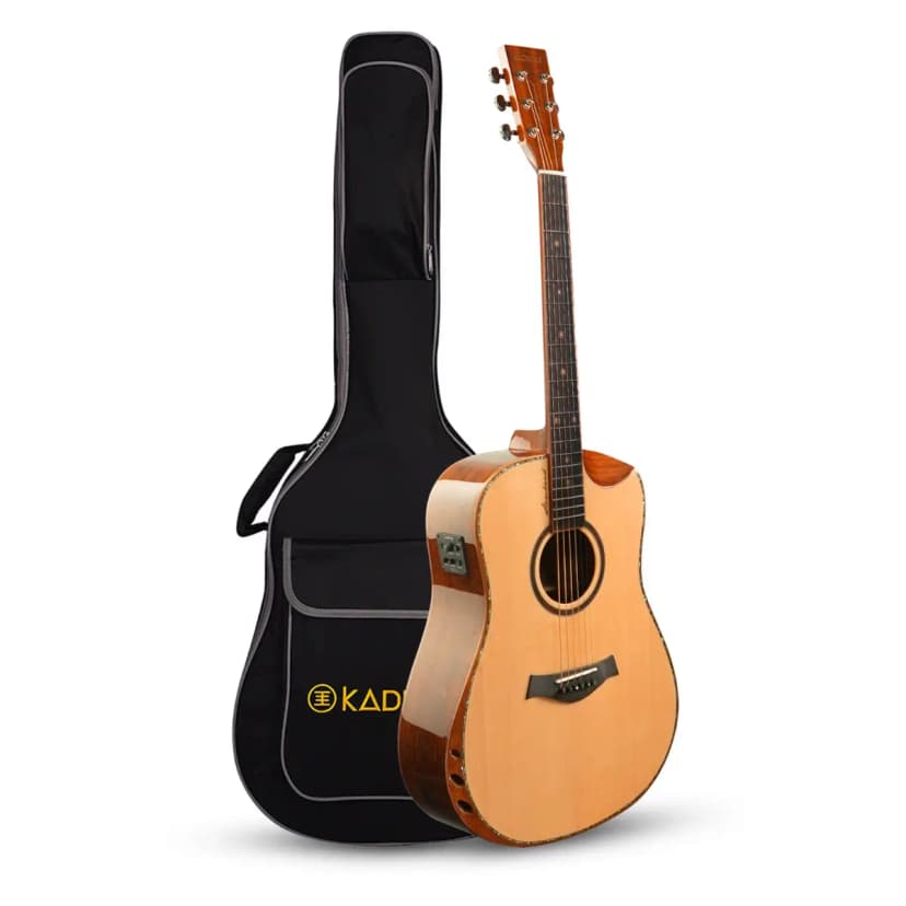 Kadence Slowhand Solid Spruce Wood Guitar (SH101) Premium Solid Wood Guitar with EQ ,Bag/Natural Color 