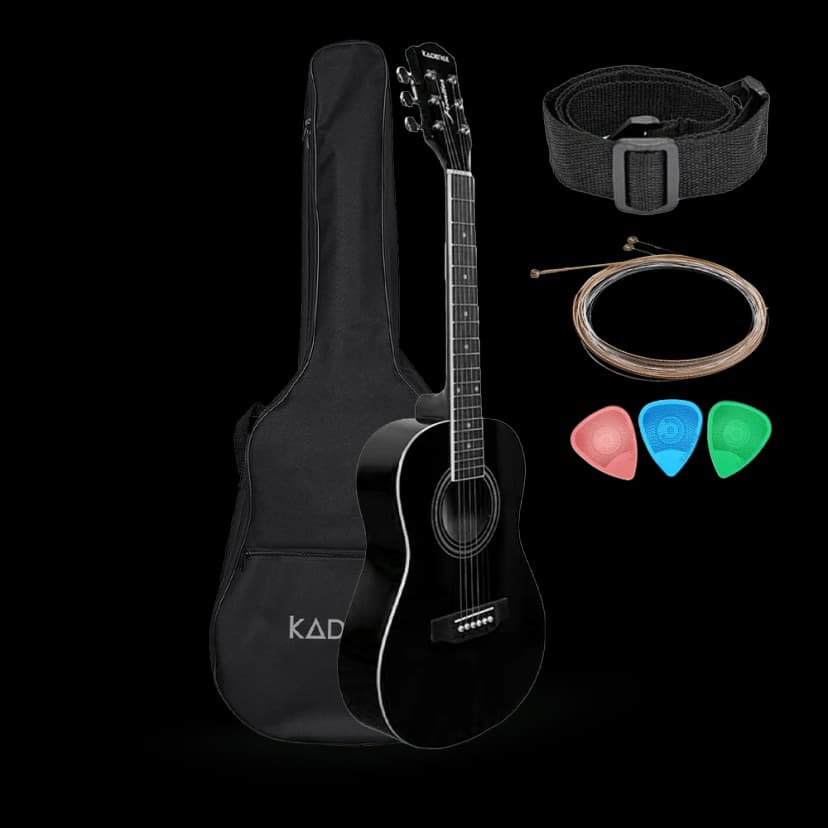 Kadence FNTR34-BLK Frontier 34" Acoustic Guitar| Dreadnought Body | Comes with Bag, Set Of Strings, Strap, Picks