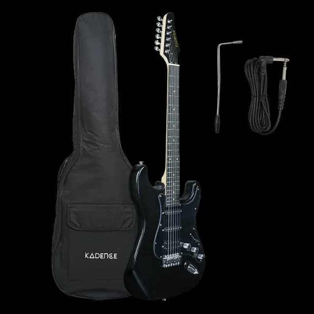 Kadence EGBLK Astroman 39” Electric Guitar | SG Style | Solid Paulownia Wood | S S H Pickup Setup | Gig Bag + Cable