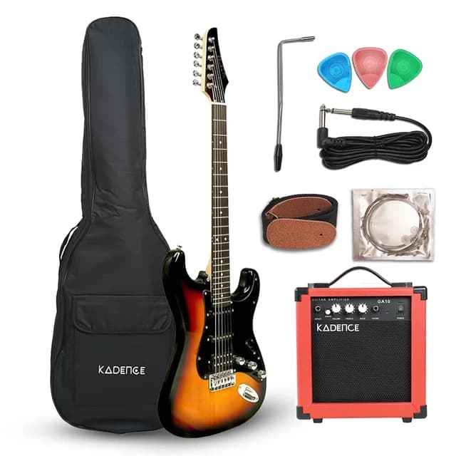 Kadence Sunburst Electric Guitar Combo Kit with Amplifier, Carry Bag, Cable, Strap, Extra Strings, 3 Picks & Allen Key