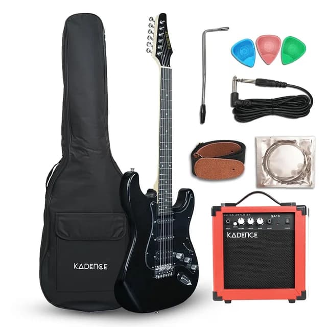 Kadence EGBLK-SC Astroman 39" Electric Guitar | SG Style | Paulownia Wood | S S H Pickup Configuration | Comes with Bag, Strap, Picks, Cable, Strings & Amplifier 