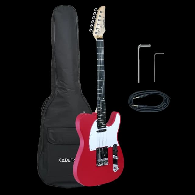 Kadence TLRD Tennessee 39” Electric Guitar (Classic T Style) | Solid Poplar Wood Body, Maple Neck | Dual Single-Coil Pickups | Fixed Bridge | Gig Bag + Cable