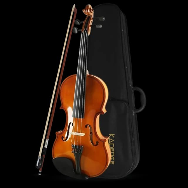 Kadence V001C Vivaldi Violin | 4/4 Full Size with Basswood Body & Brazilwood Bow | Includes Lightweight Hard Case, Bow, Rosin & Learning Course 