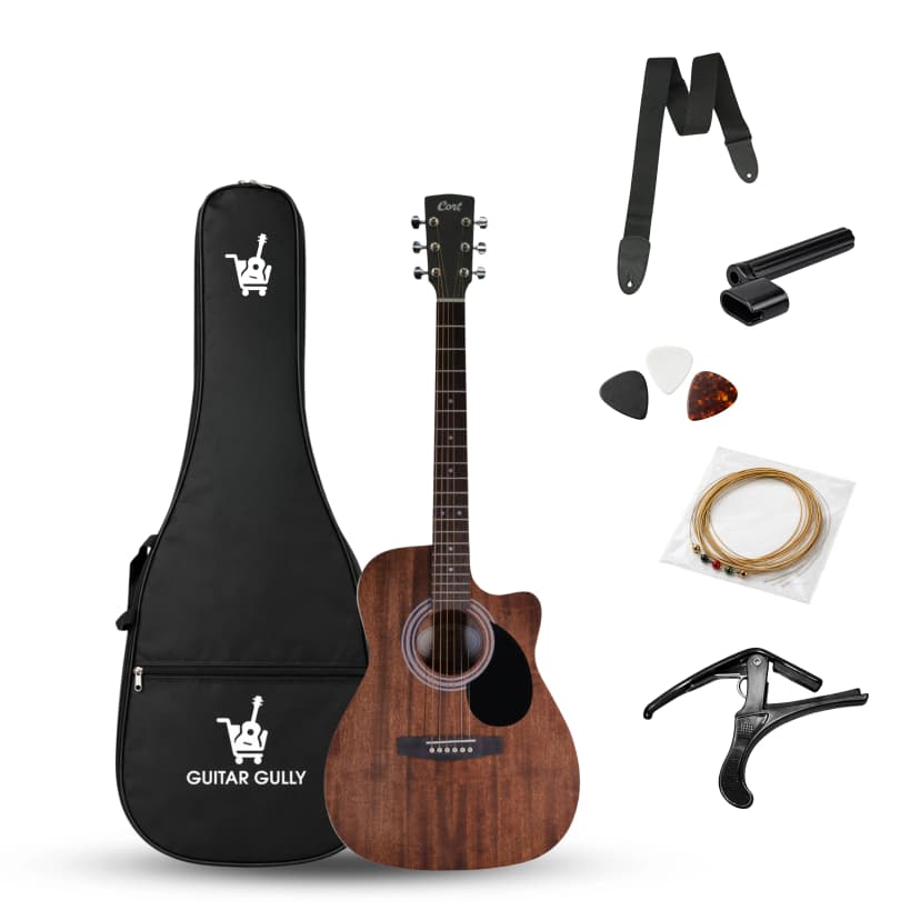 Cort AF500MC OP Acoustic Guitar Combo Pack with bag, string set, strap, capo, picks & winder